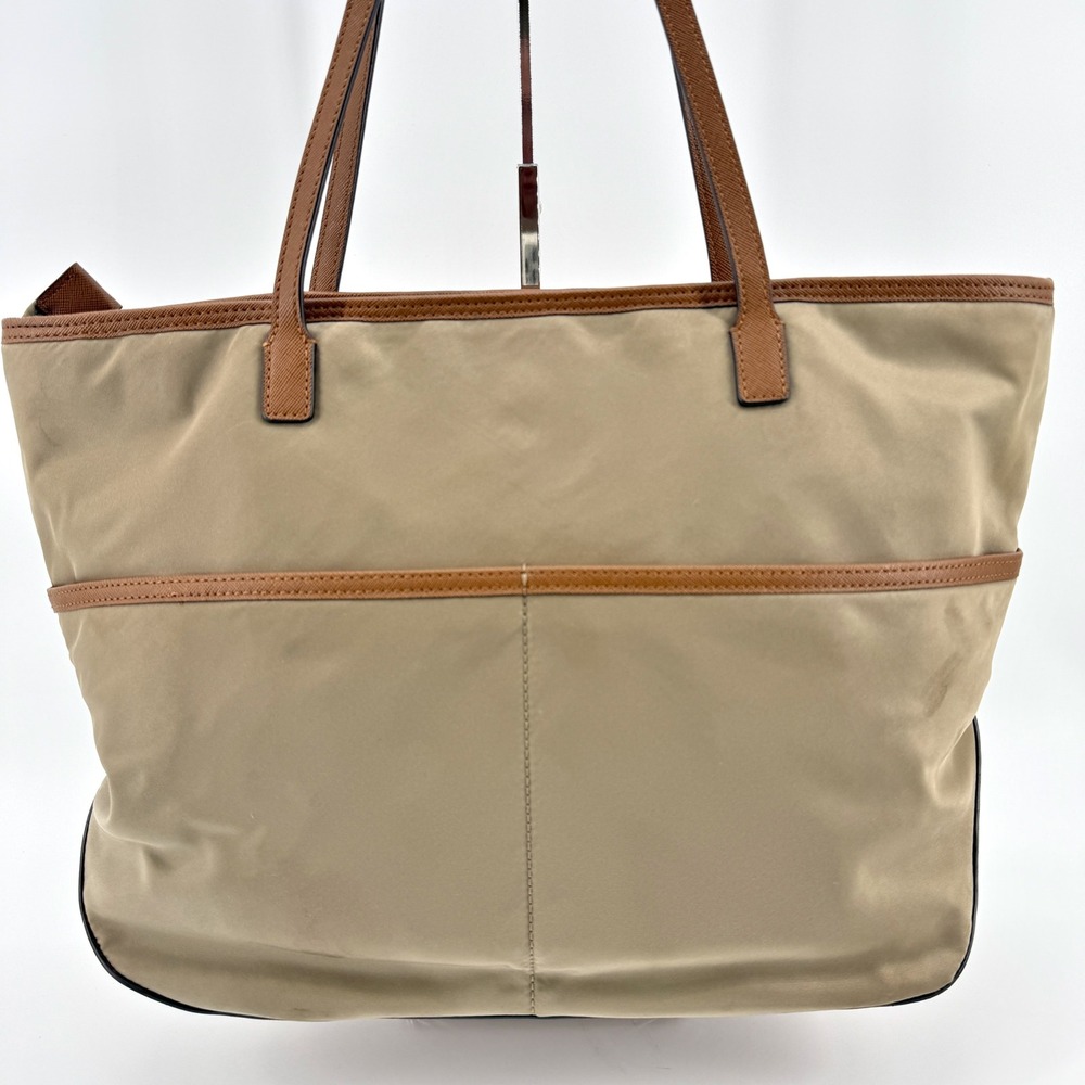 Michael Kors Dusk Kempton Medium Tote Bag‎ Khaki Nylon Leather Trim Gold Logo - Picture 5 of 16